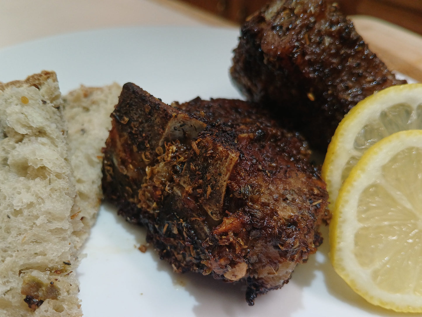 Spring lamb chops, pan-braised and broiled.