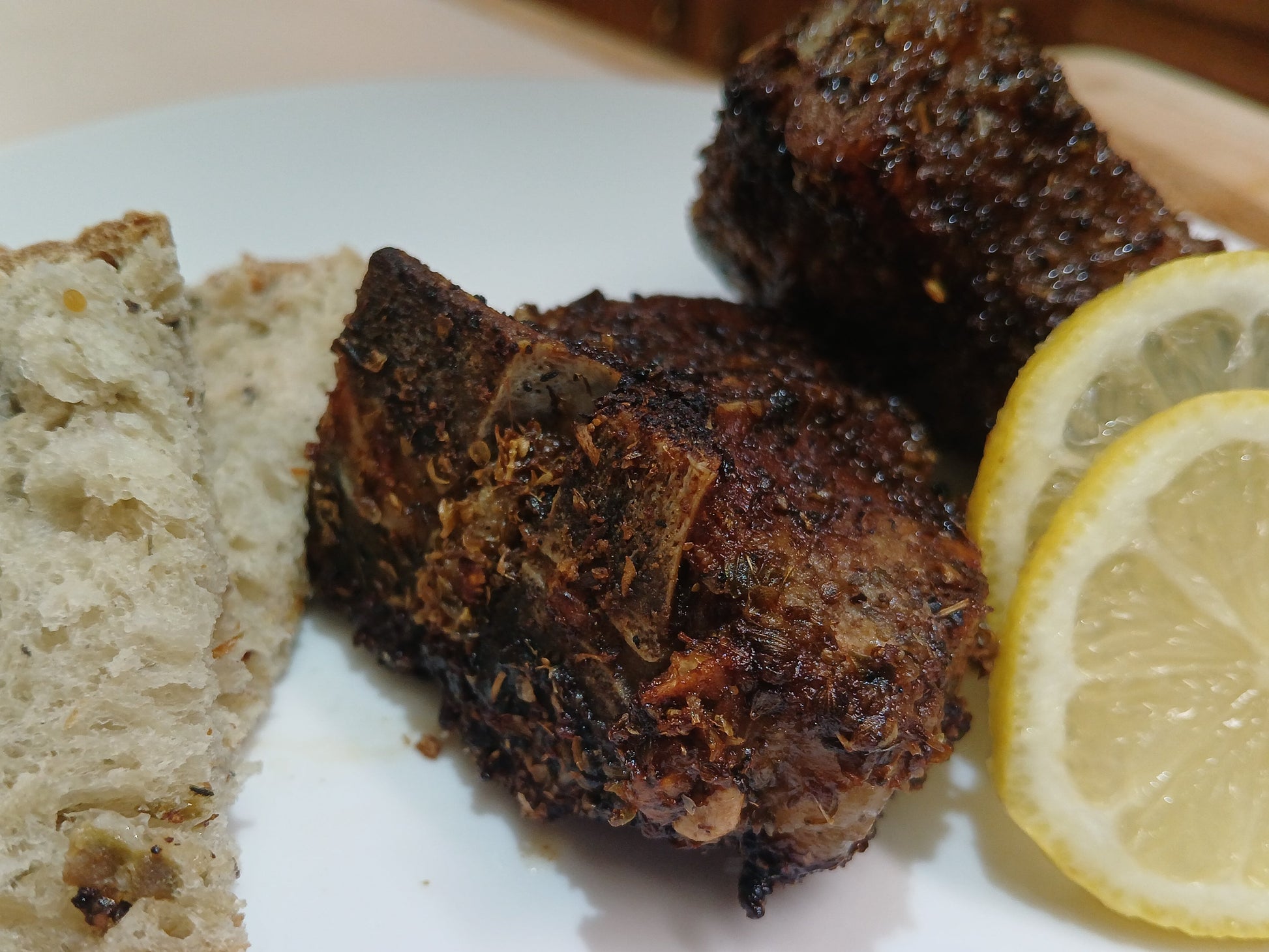 Spring lamb chops, pan-braised and broiled.