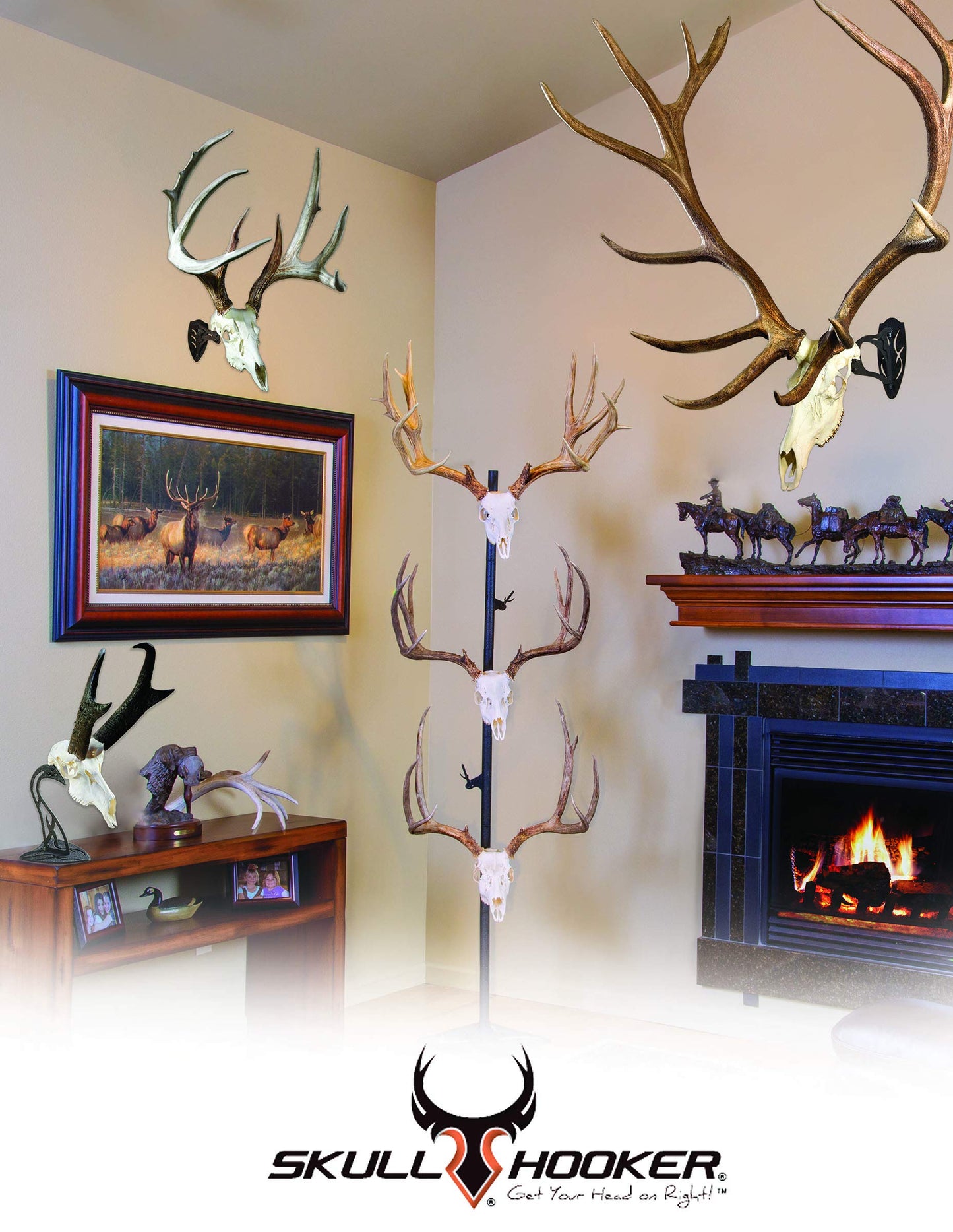Skull Hooker Table Hooker Powder Coated Steel Trophy Mount - Perfect Kit for Table Display of Taxidermy Deer Antlers and Other Skulls - Available in Graphite Black and Robust Brown